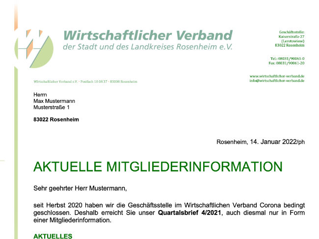 Quartalsbrief 4-2021 des WV Rosenheim